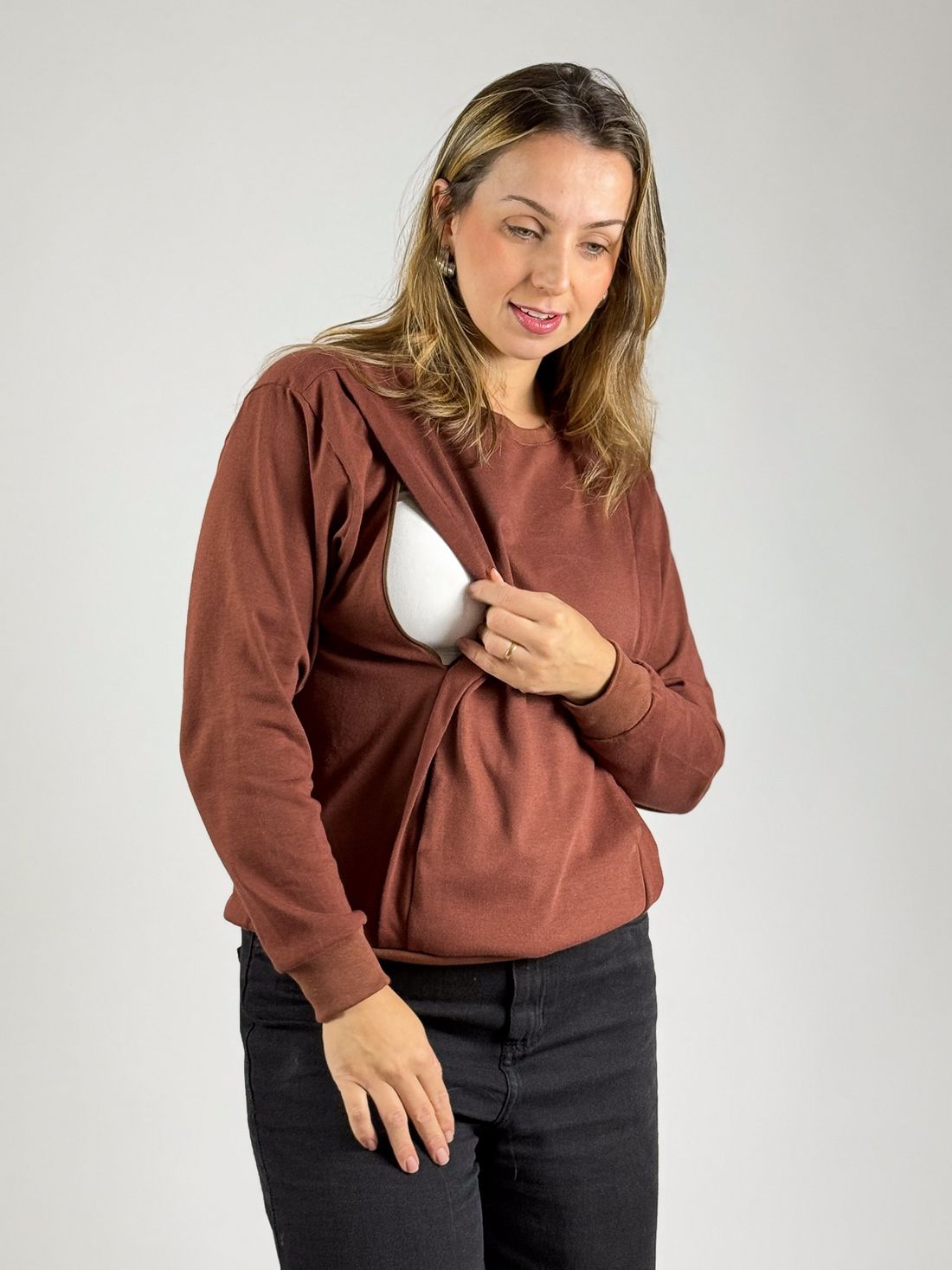 Blusa de amamentação Olívia - Marrom Blusa de amamentação Olívia - Marrom