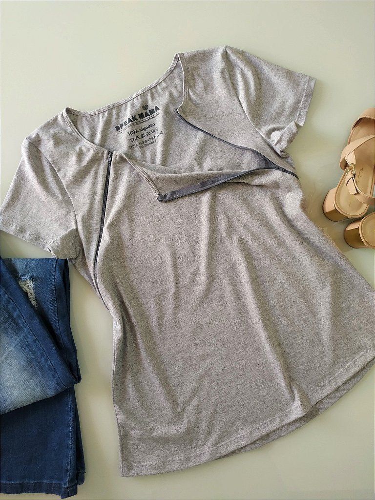 Camiseta De Amamentação Lisa - Mescla Camiseta De Amamentação Lisa - Mescla