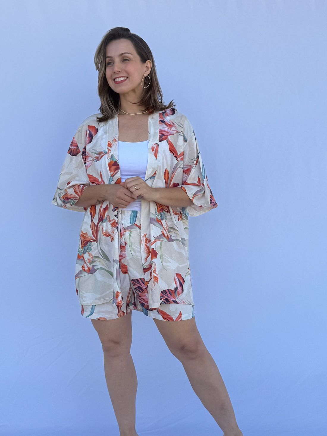 Conjunto - Kimono e short floral color Conjunto - Kimono e short floral color