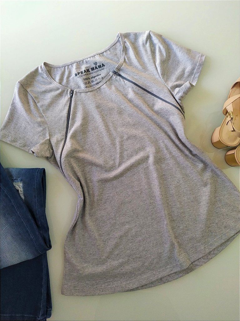 Camiseta De Amamentação Lisa - Mescla Camiseta De Amamentação Lisa - Mescla