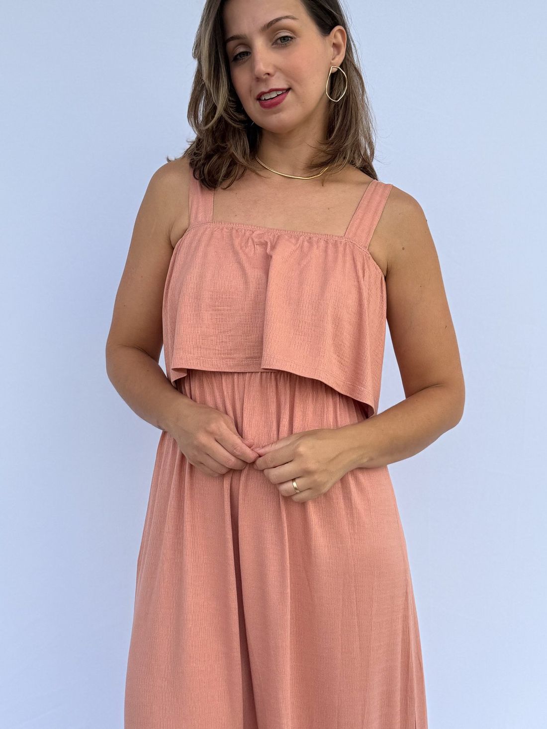 Vestido de Amamentação Babado - Rosa antigo Vestido de Amamentação Babado - Rosa antigo