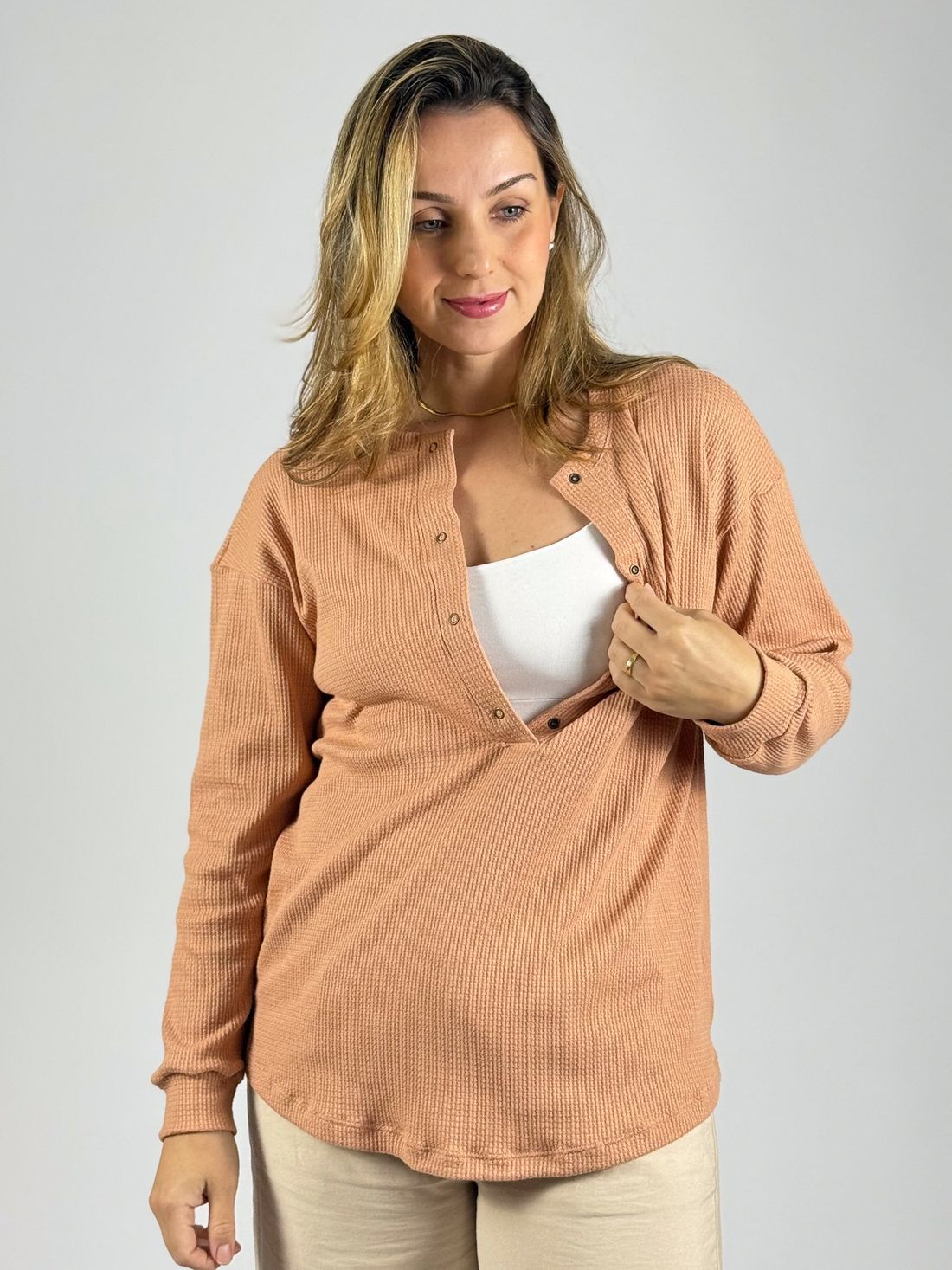 Blusa de amamentação Catarina - Rosa Pêssego Blusa de amamentação Catarina - Rosa Pêssego