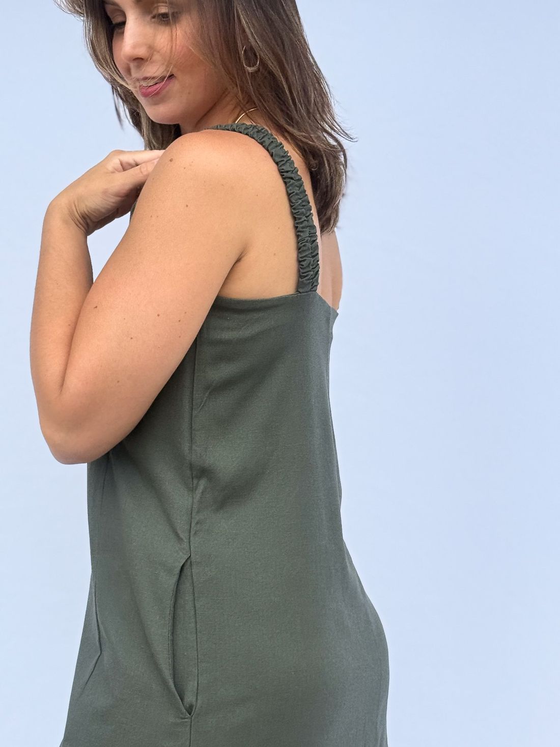 Vestido de amamentação Regata Viscolinho - Verde escuro Vestido de amamentação Regata Viscolinho - Verde escuro