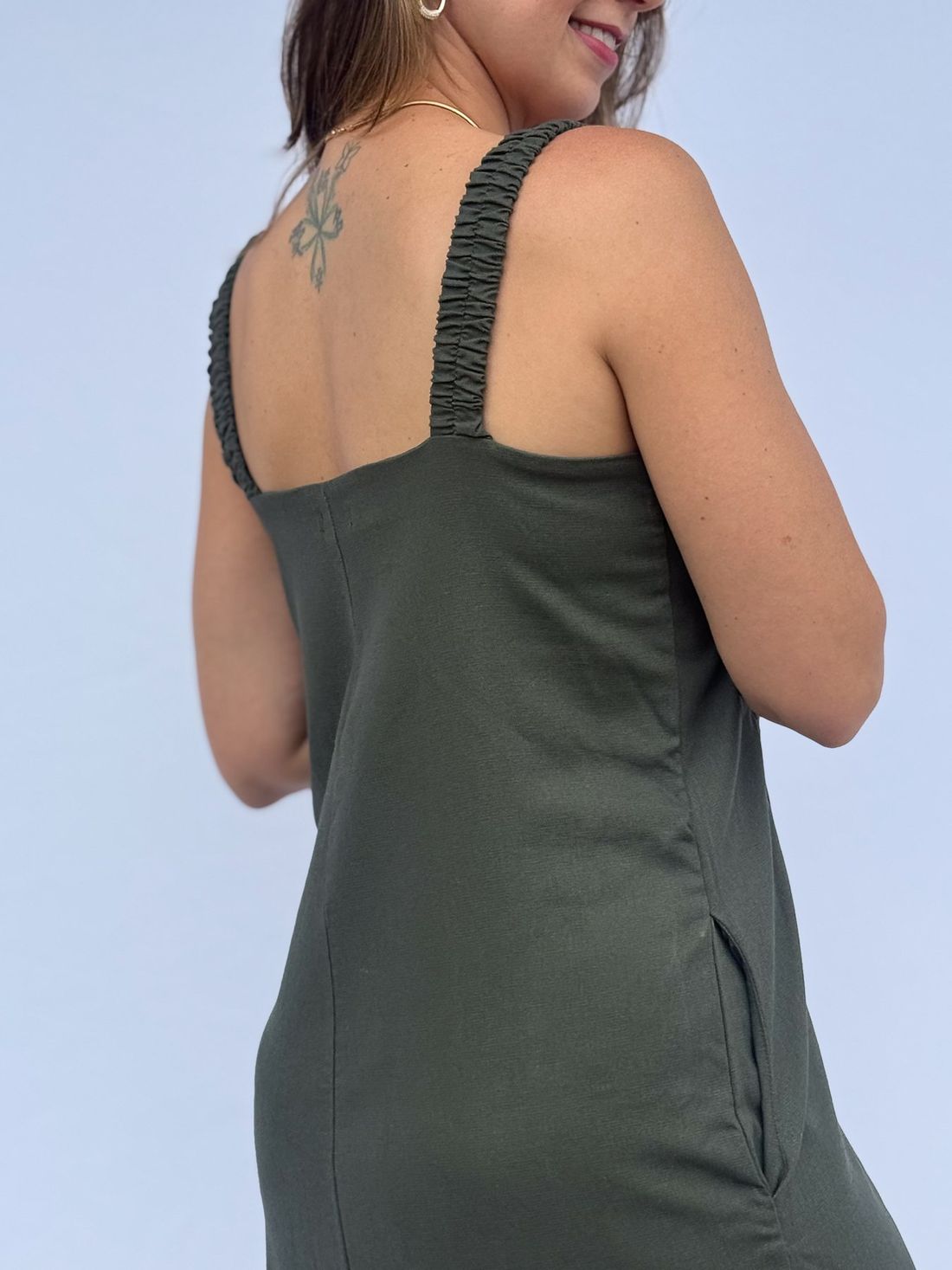 Vestido de amamentação Regata Viscolinho - Verde escuro Vestido de amamentação Regata Viscolinho - Verde escuro