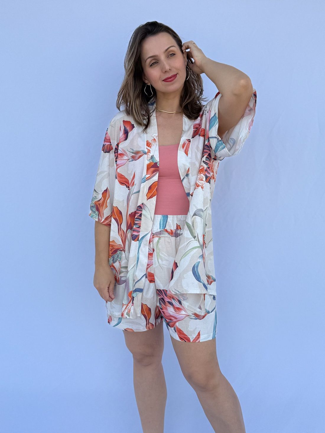 Conjunto - Kimono e short floral color Conjunto - Kimono e short floral color
