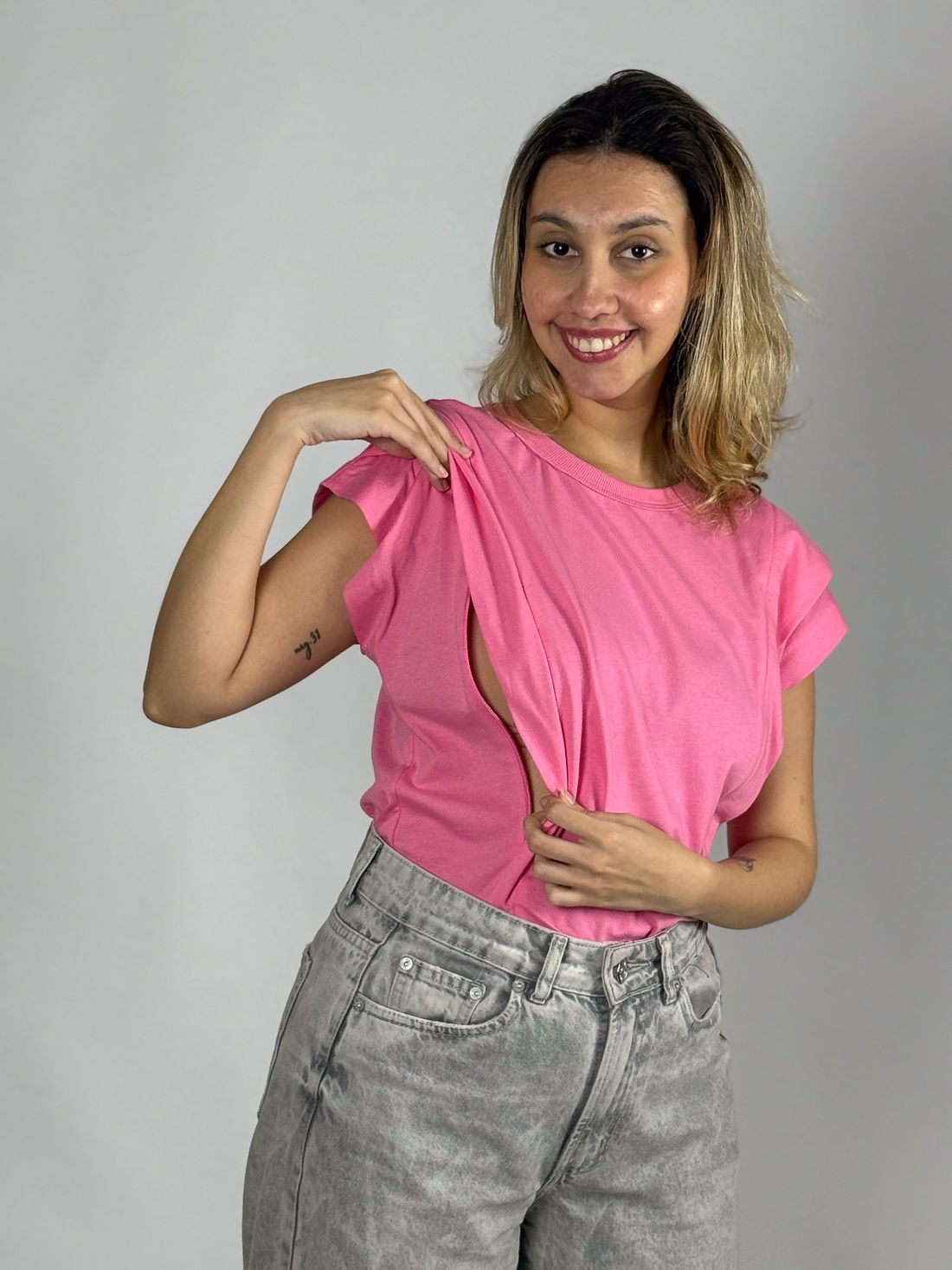 Regata Muscle Tee de amamentação - Rosa Regata Muscle Tee de amamentação - Rosa
