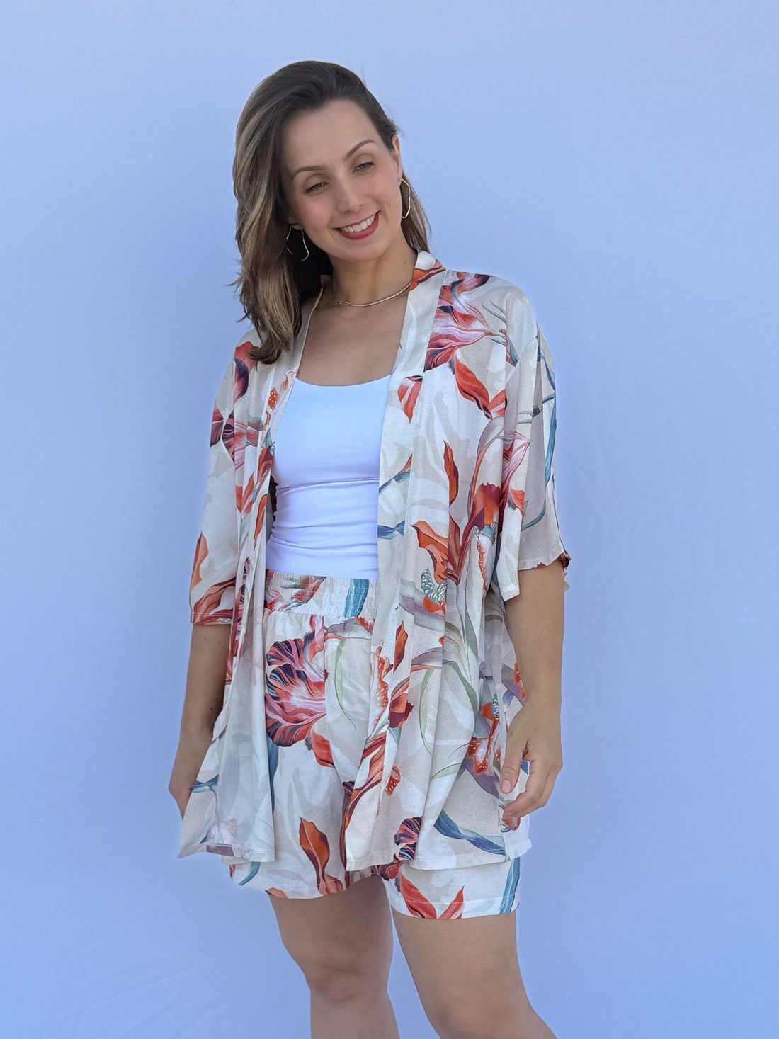 Conjunto - Kimono e short floral color Conjunto - Kimono e short floral color
