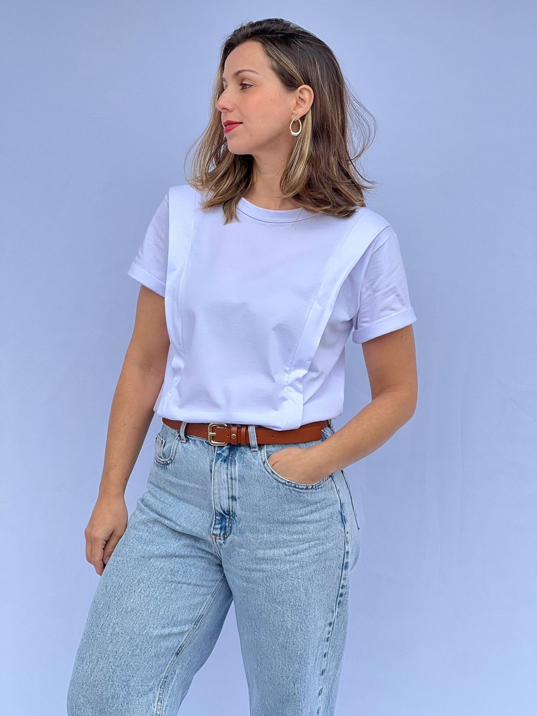 Camiseta de Amamentação zíper embutido - Branca Camiseta de Amamentação zíper embutido - Branca