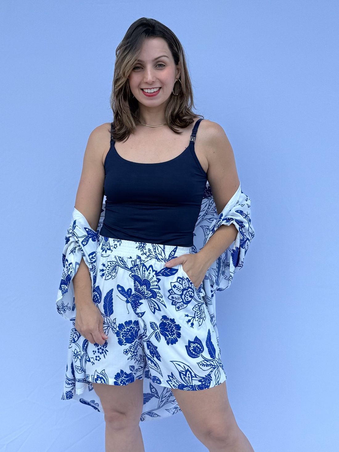 Conjunto - Kimono e short floral azul Conjunto - Kimono e short floral azul