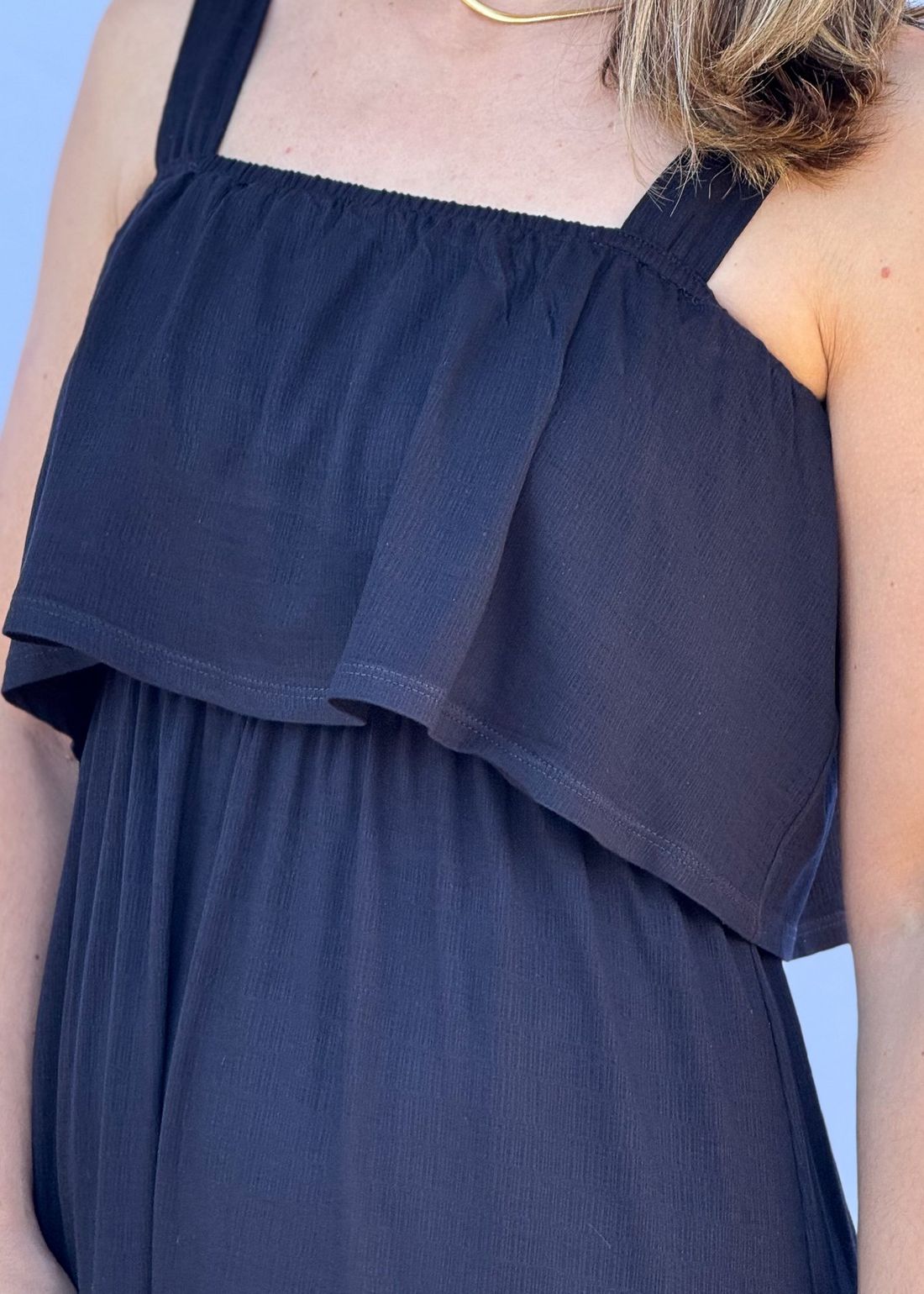 Vestido de Amamentação Babado - Preto Vestido de Amamentação Babado - Preto