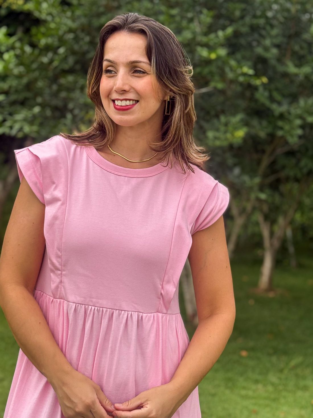 Vestido de amamentação Muscle tee - Rosa bebê Vestido de amamentação Muscle tee - Rosa bebê