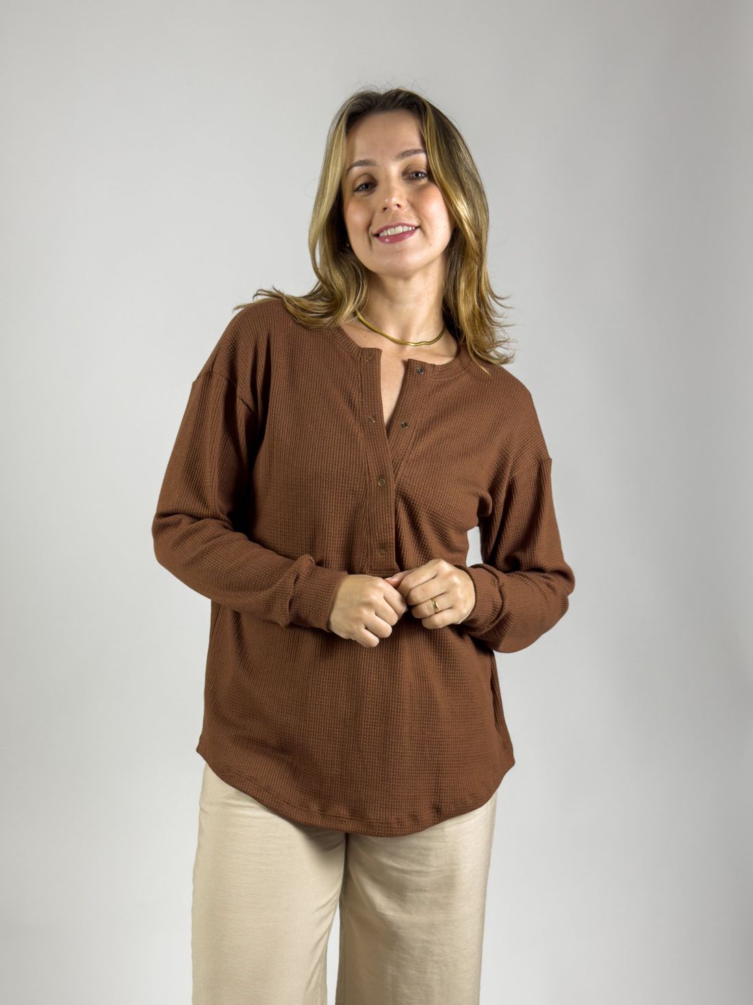 Blusa de amamentação Catarina - Marrom Blusa de amamentação Catarina - Marrom