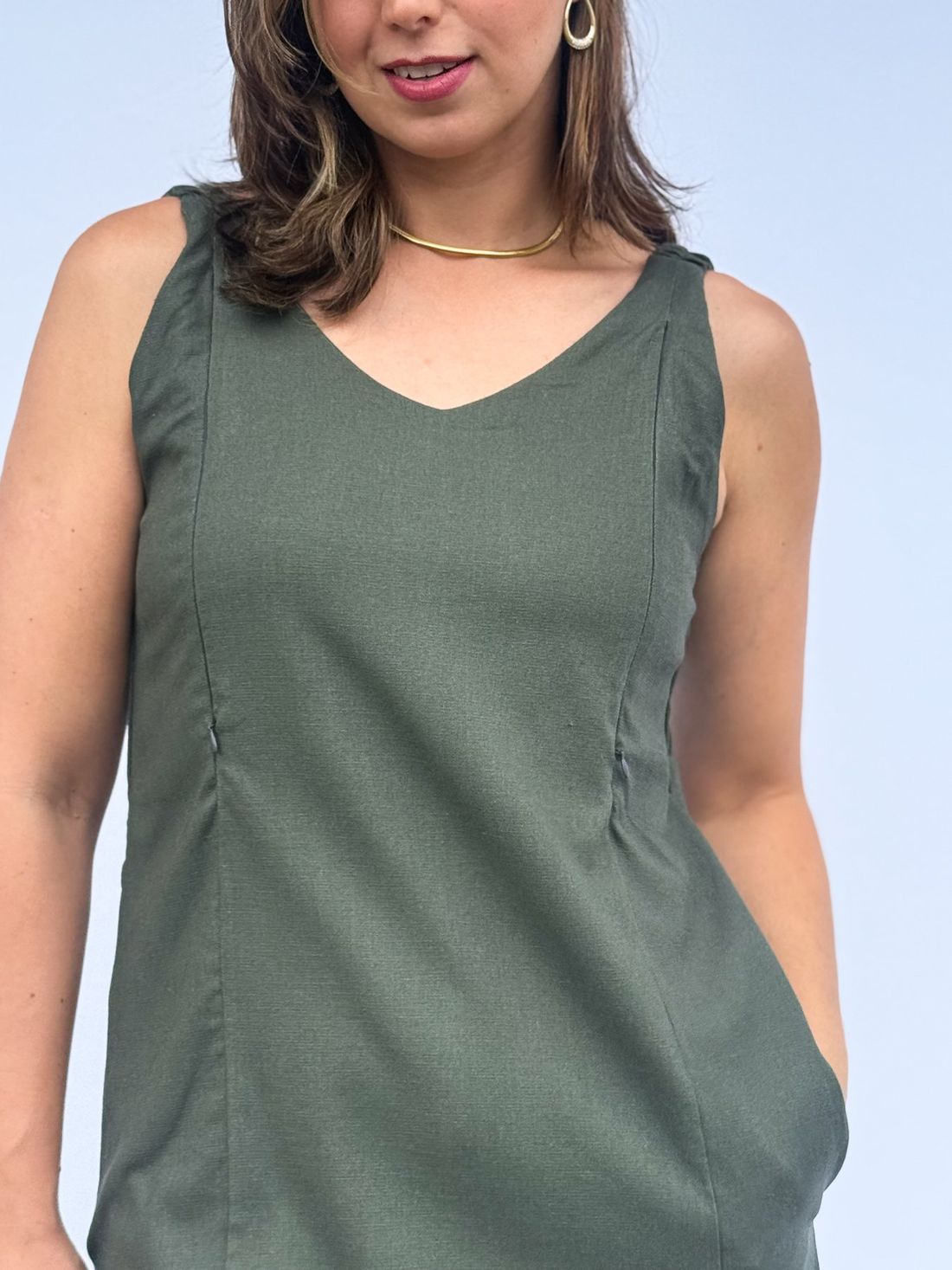 Vestido de amamentação Regata Viscolinho - Verde escuro Vestido de amamentação Regata Viscolinho - Verde escuro