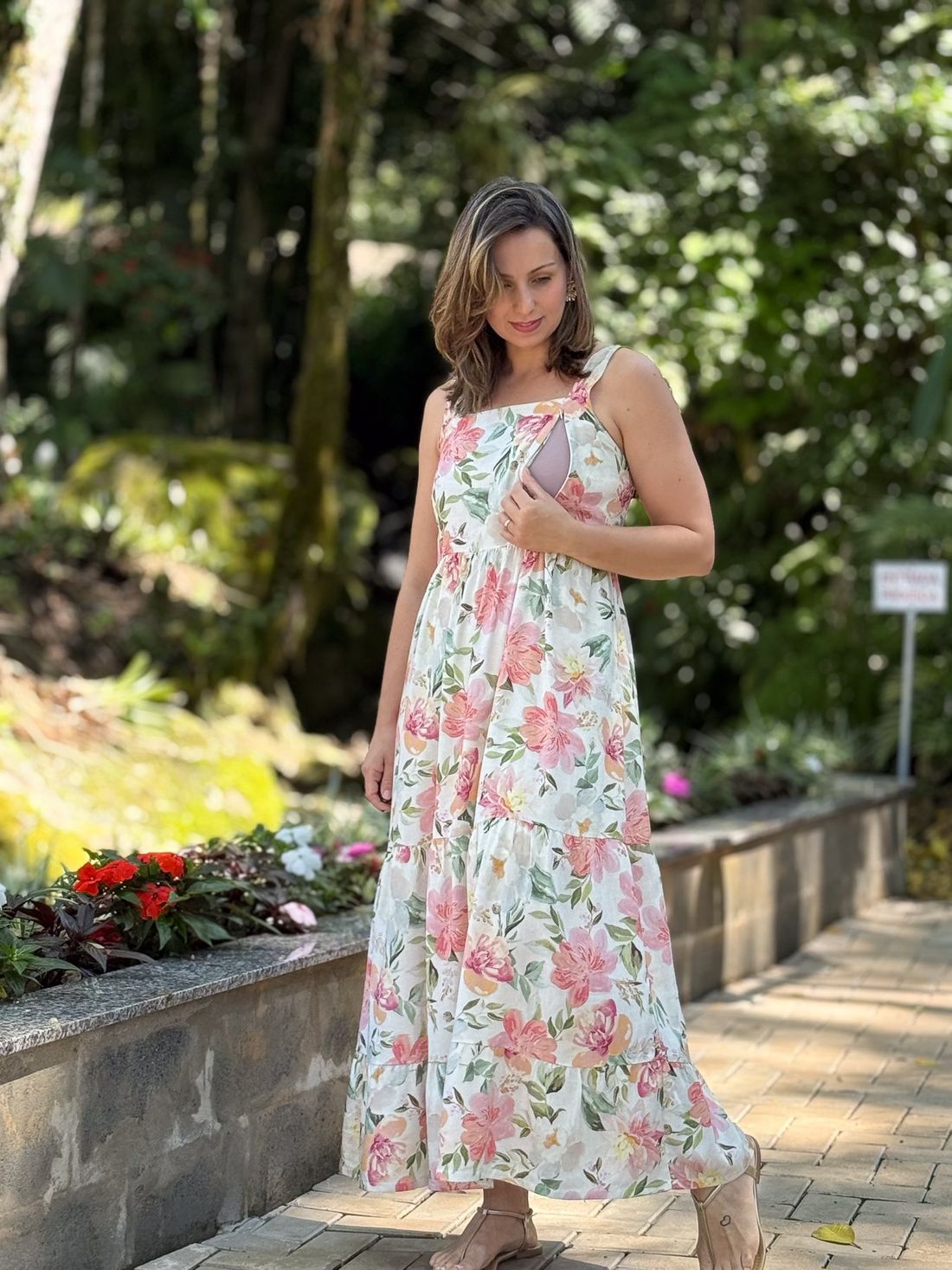 Vestido de amamentação - Jardim Vestido de amamentação - Jardim