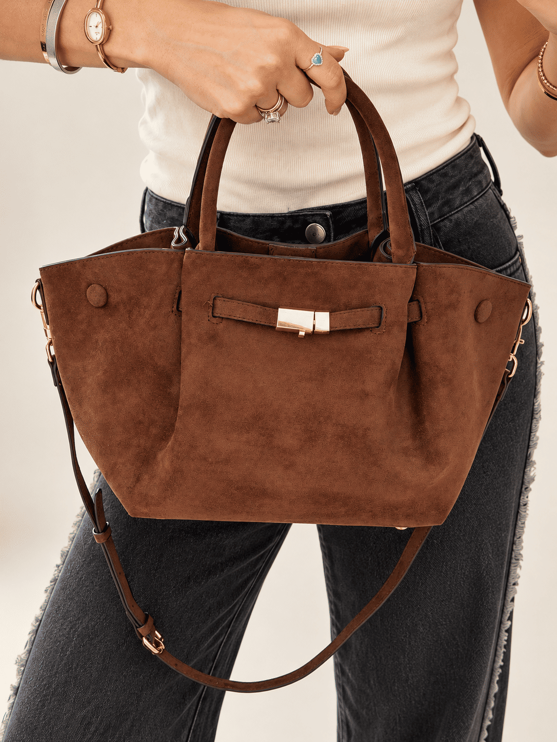 BOLSA TOTE SUEDE MARROM ELLA BOLSA TOTE SUEDE MARROM ELLA