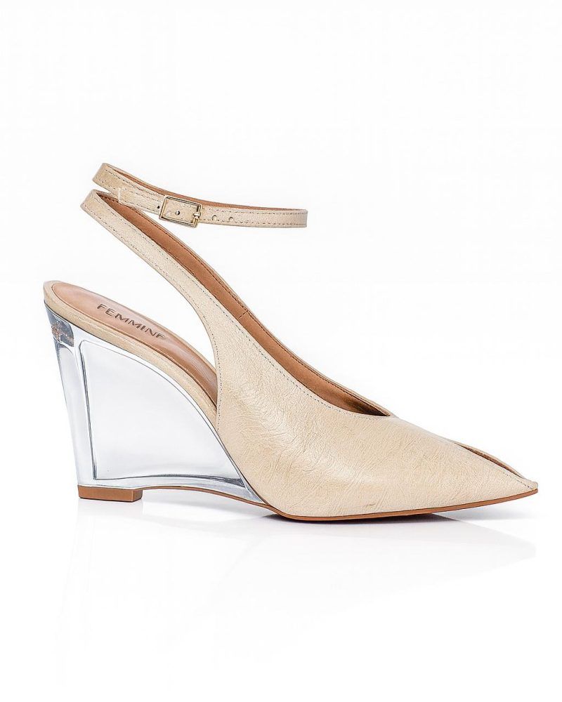 SCARPIN COURO WEDGE CRISTAL JANE Off White SCARPIN COURO WEDGE CRISTAL JANE Off White