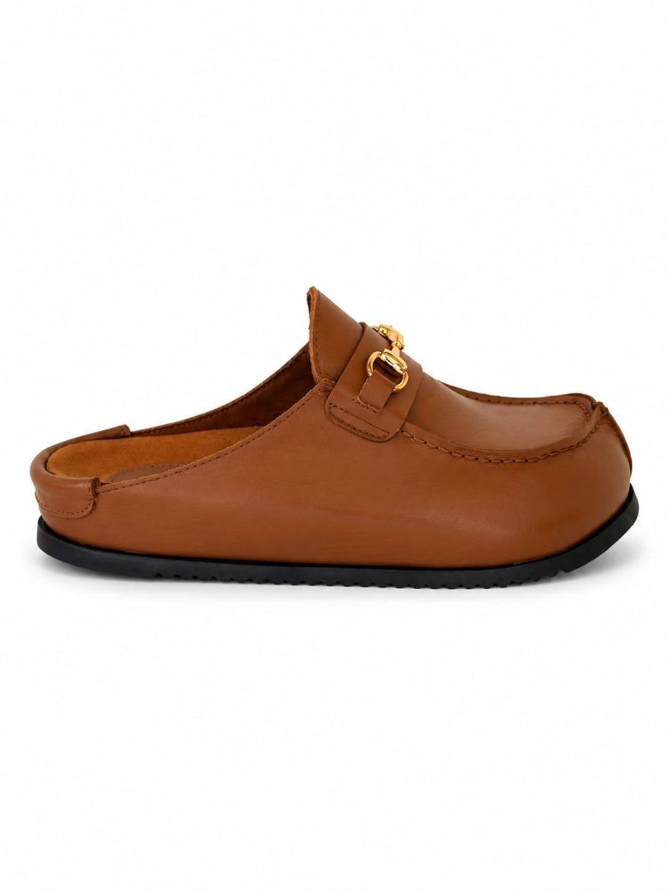 Clog Feminino Couro Original GUci Caramelo Clog Feminino Couro Original GUci Caramelo