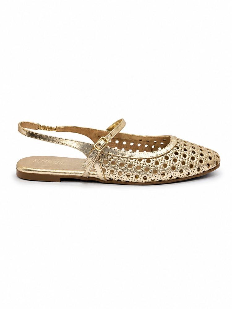 Sapatilha Slingback Feminina Couro Nara Dourada Sapatilha Slingback Feminina Couro Nara Dourada