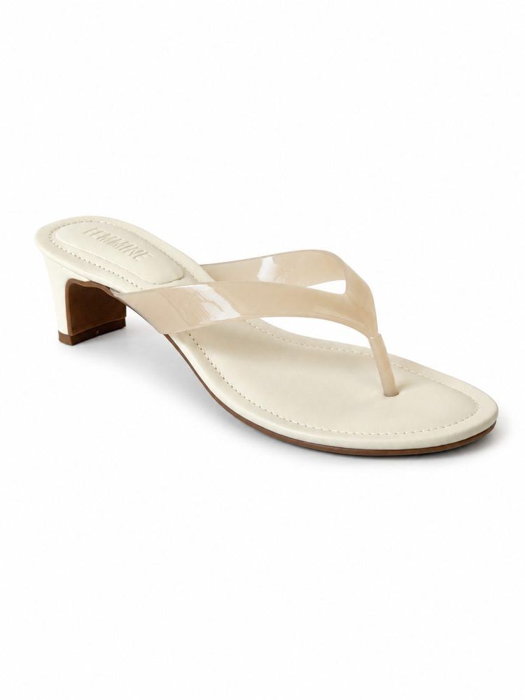 Tamanco Salto Kitten Heels Isis Tira Vinil Off White Tamanco Salto Kitten Heels Isis Tira Vinil Off White