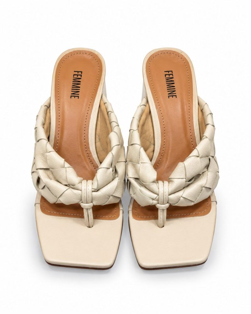 Tamanco Salto Bloco Couro Legítimo Georgina Off White Tamanco Salto Bloco Couro Legítimo Georgina Off White