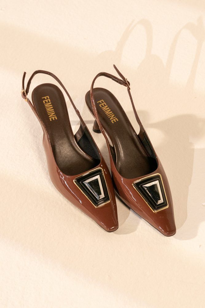 SLINGBACK KITEN HEELS KARDASHIAN marrom SLINGBACK KITEN HEELS KARDASHIAN marrom