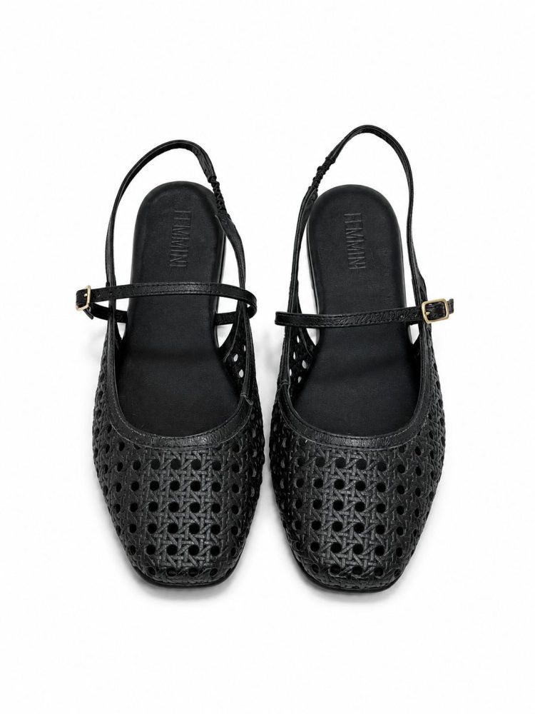 Sapatilha Slingback Feminina Couro Nara Preta Sapatilha Slingback Feminina Couro Nara Preta