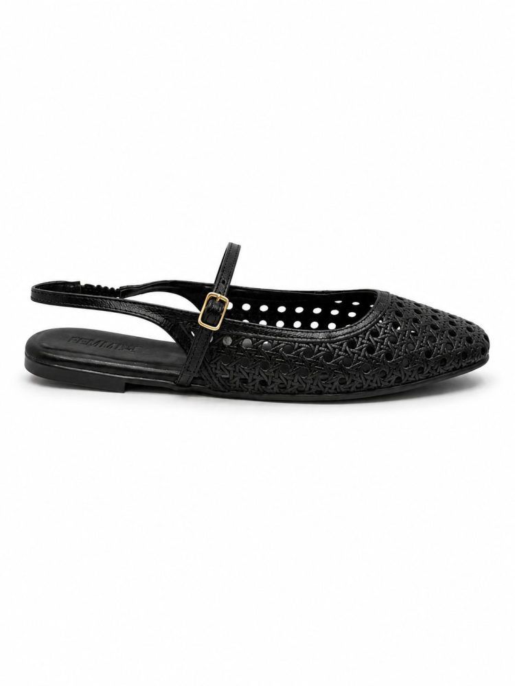 Sapatilha Slingback Feminina Couro Nara Preta Sapatilha Slingback Feminina Couro Nara Preta