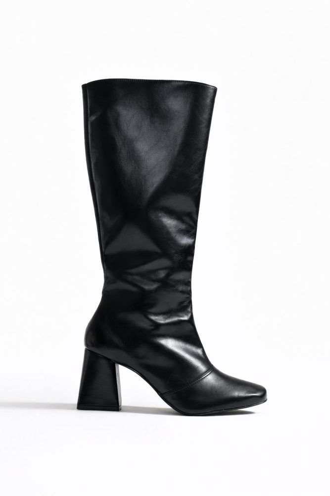 Bota Feminina Cano Longo Salto Bloco Khloe Preta Bota Feminina Cano Longo Salto Bloco Khloe Preta