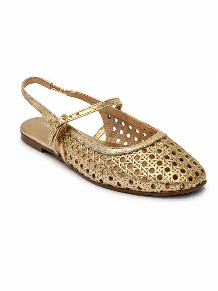 Sapatilha Slingback Feminina Couro Nara Dourada Sapatilha Slingback Feminina Couro Nara Dourada