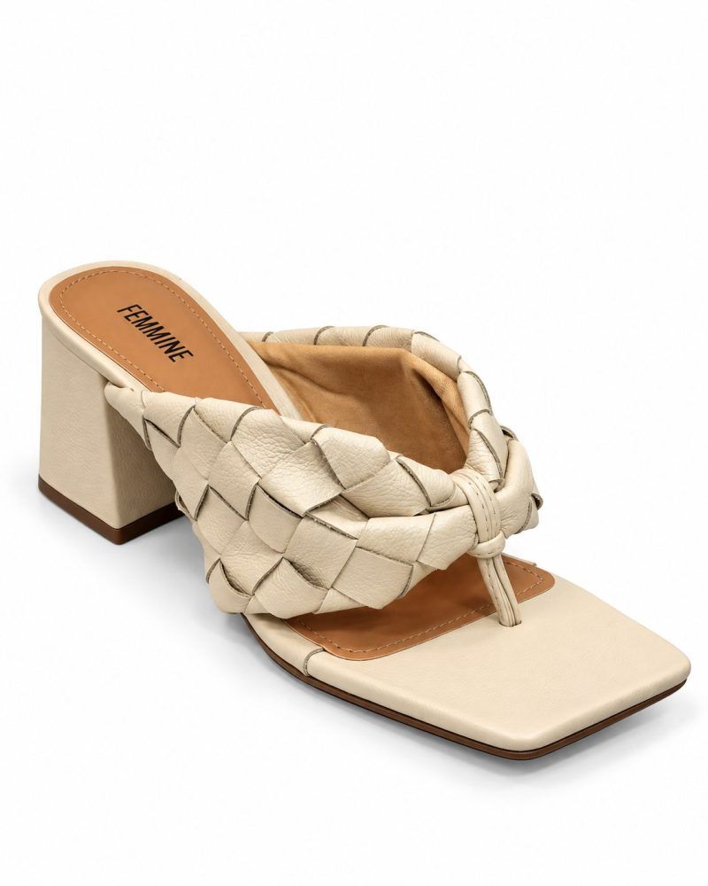 Tamanco Salto Bloco Couro Legítimo Georgina Off White Tamanco Salto Bloco Couro Legítimo Georgina Off White