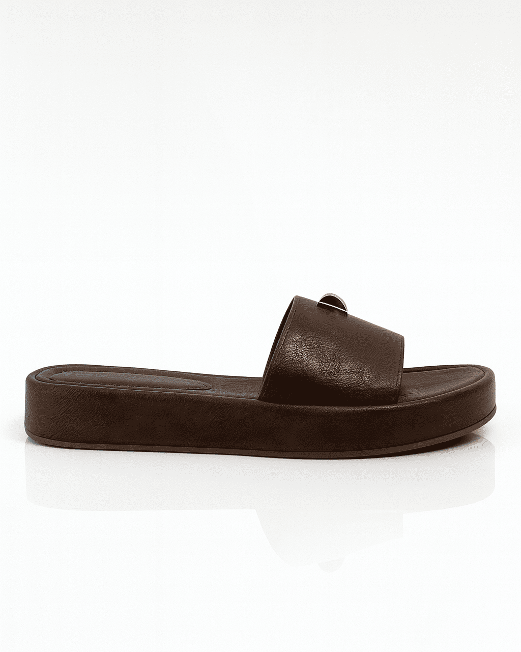 Flat Slide Camurça Sintética Caramelo e Marrom Chiara Flat Slide Camurça Sintética Caramelo e Marrom Chiara