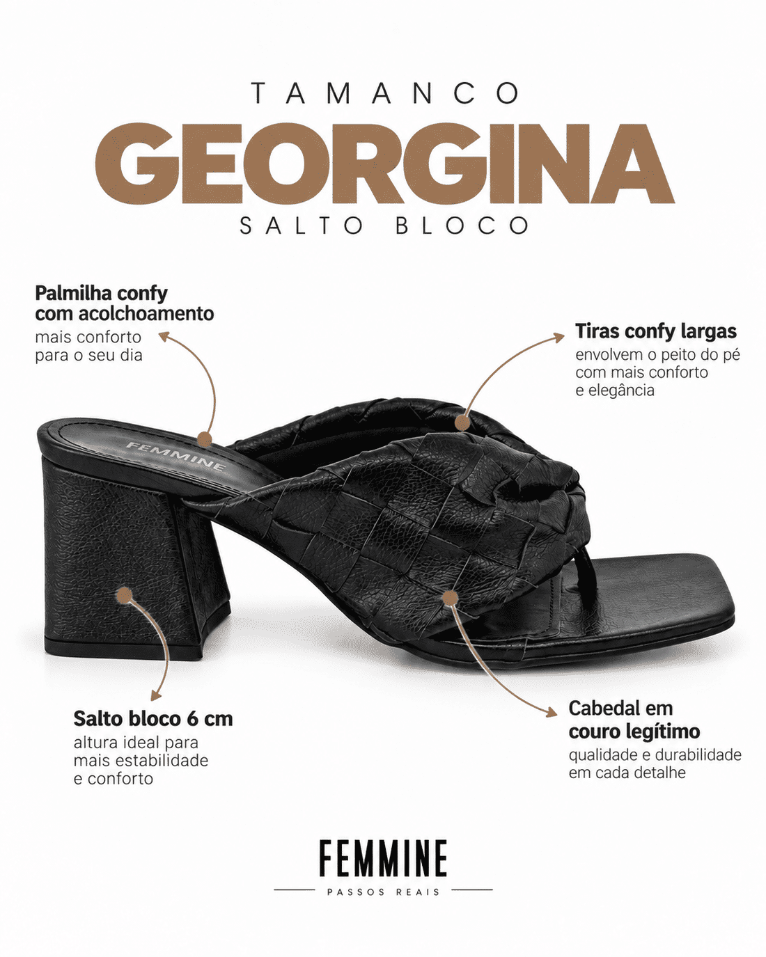 Tamanco Salto Bloco Couro Legítimo Georgina Off White Tamanco Salto Bloco Couro Legítimo Georgina Off White