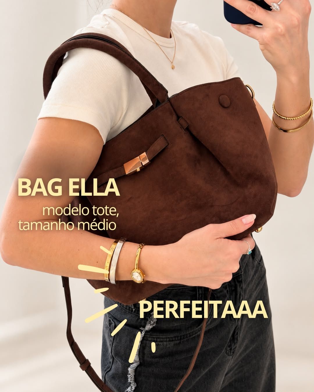 BOLSA TOTE SUEDE MARROM ELLA BOLSA TOTE SUEDE MARROM ELLA