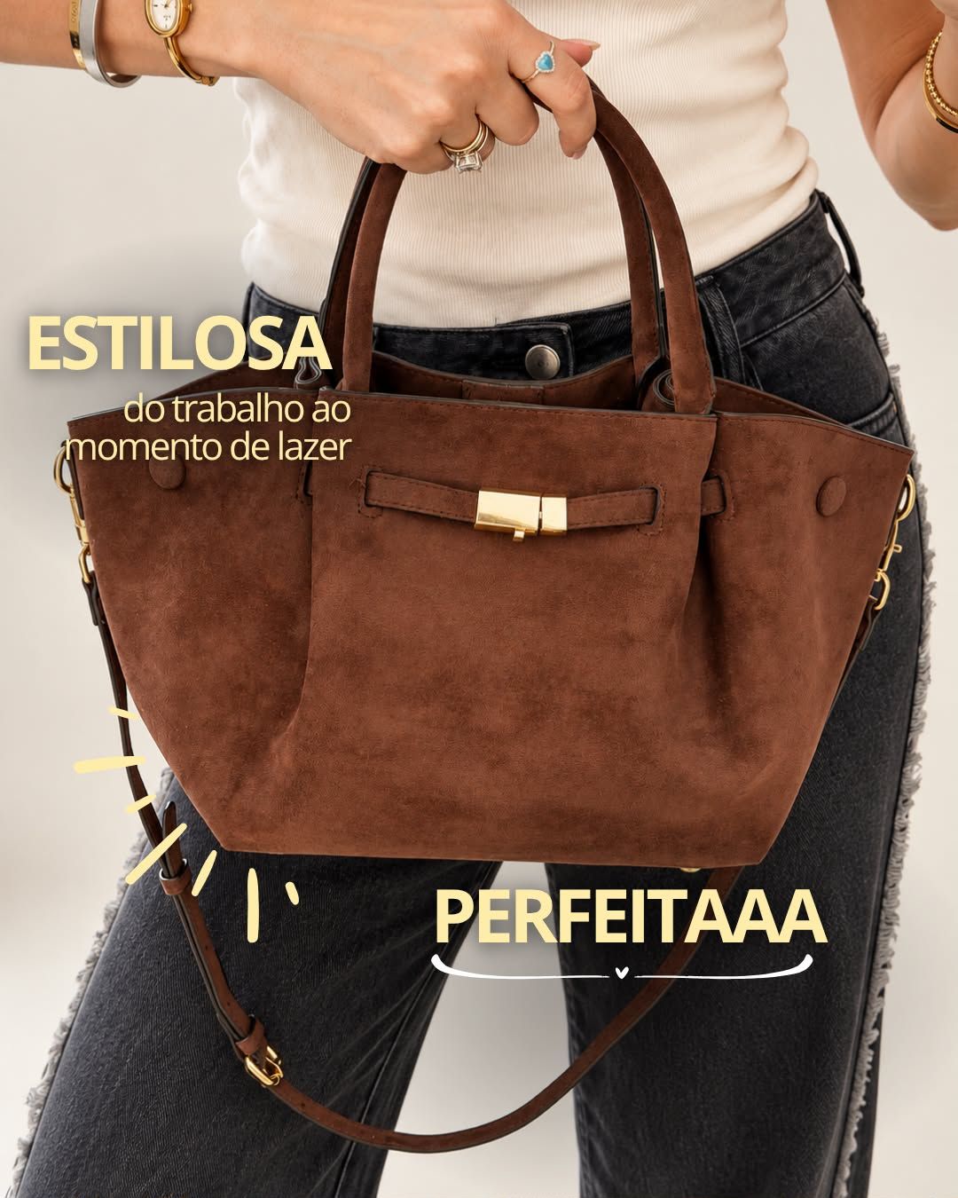 BOLSA TOTE SUEDE MARROM ELLA BOLSA TOTE SUEDE MARROM ELLA