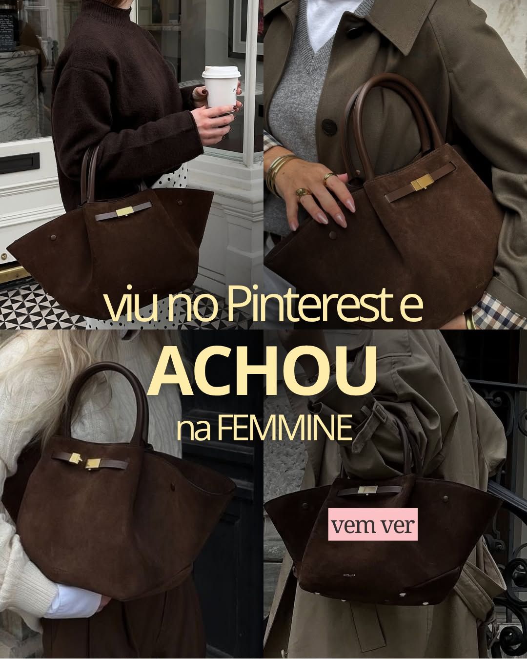 BOLSA TOTE SUEDE MARROM ELLA BOLSA TOTE SUEDE MARROM ELLA