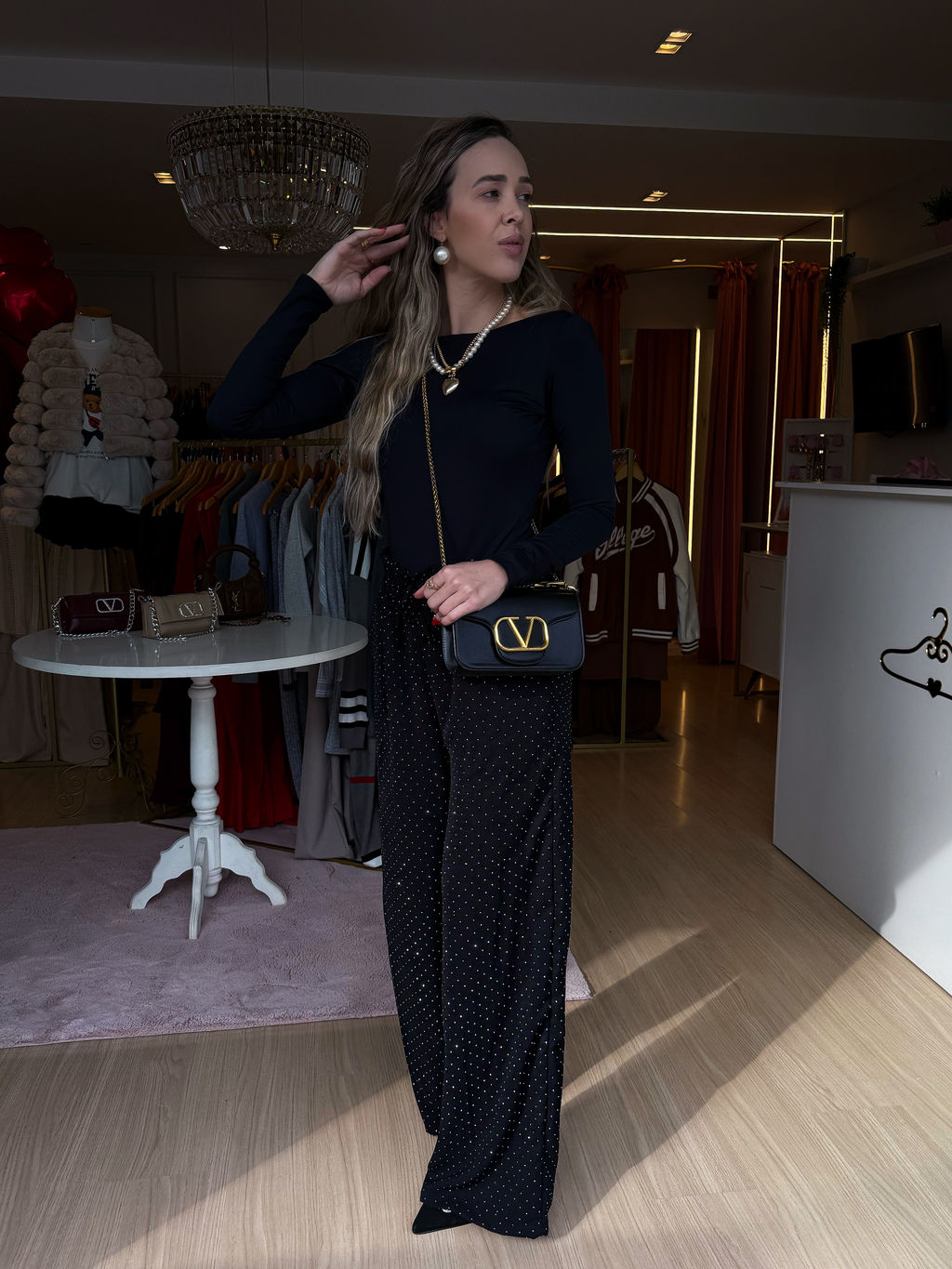 Calça Pantalona Strass Rayra Calça Pantalona Strass Rayra