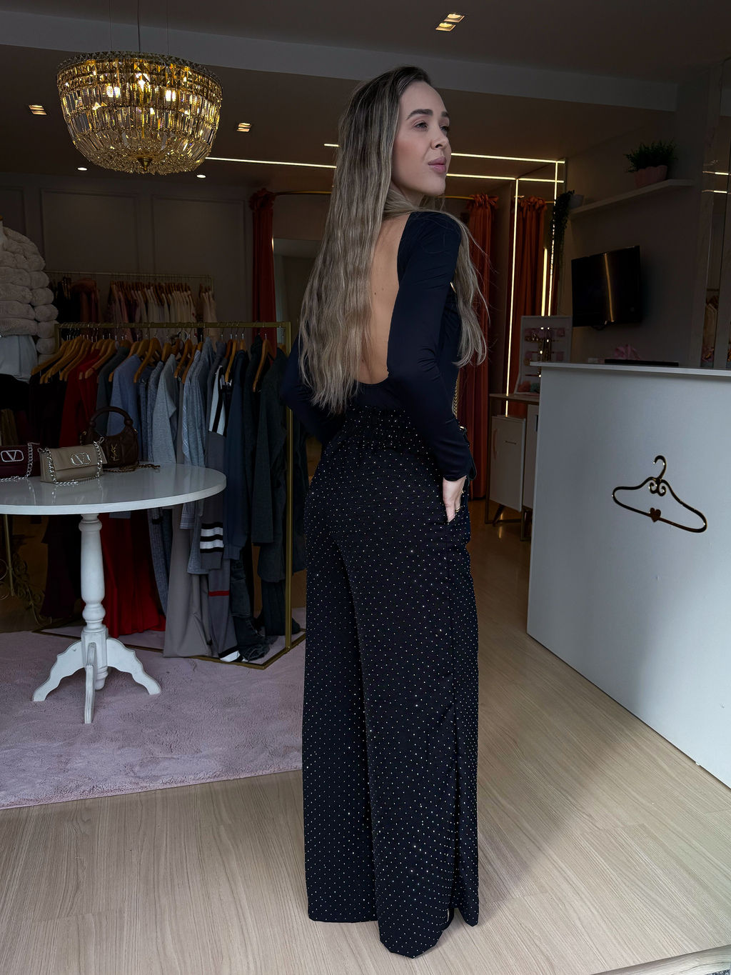 Calça Pantalona Strass Rayra Calça Pantalona Strass Rayra