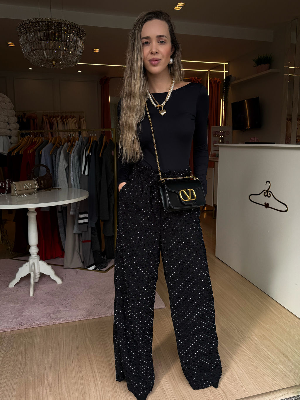 Calça Pantalona Strass Rayra Calça Pantalona Strass Rayra