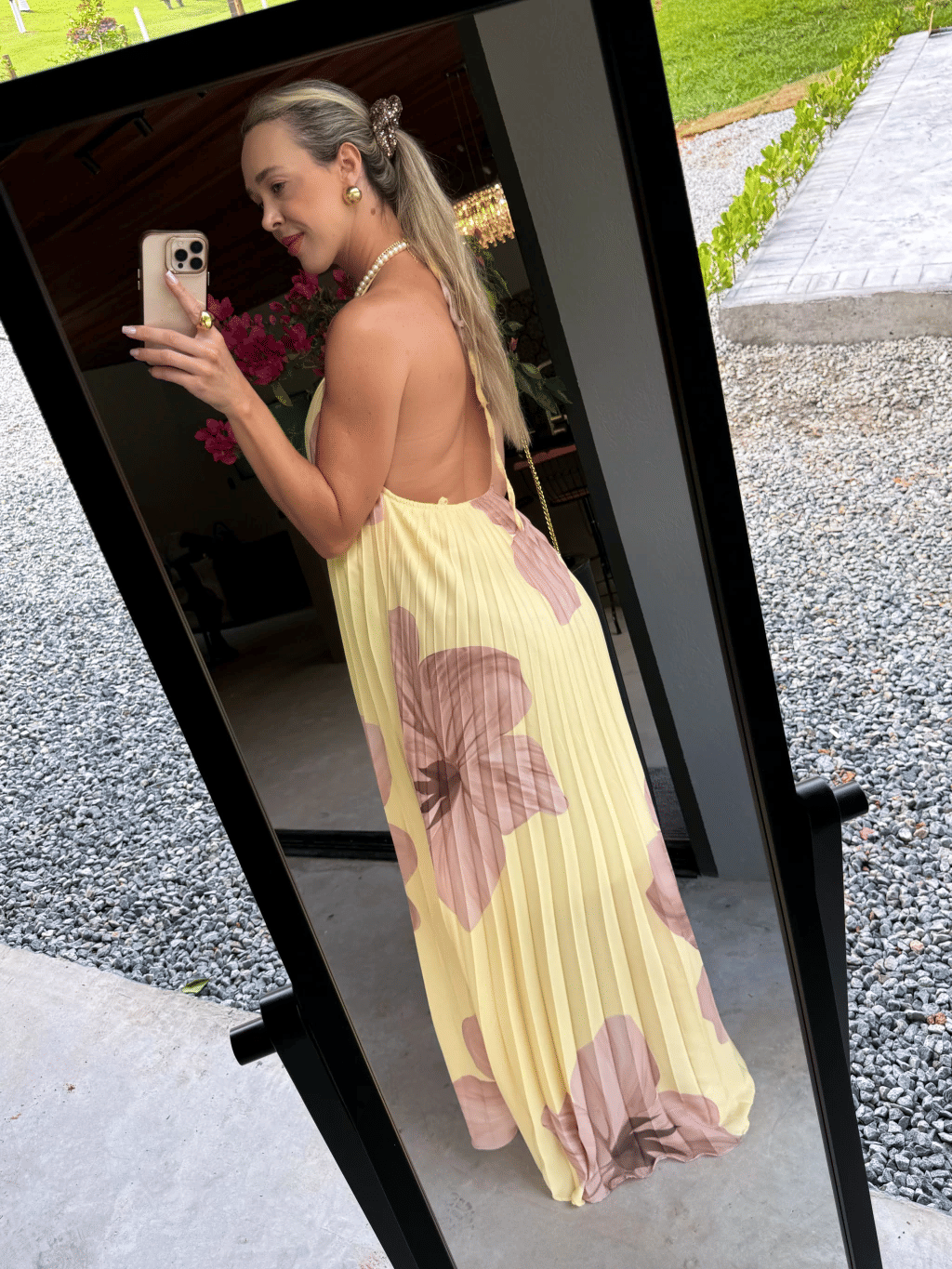 Vestido Plissado Flores Vestido Plissado Flores