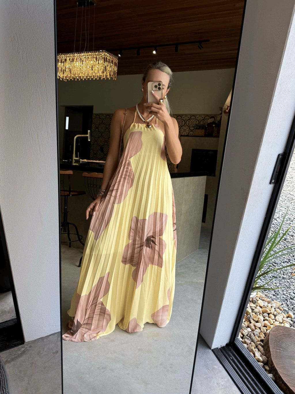 Vestido Plissado Flores Vestido Plissado Flores