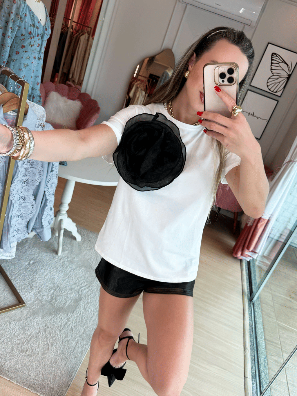 Blusa Broche Removivel Flor Blusa Broche Removivel Flor