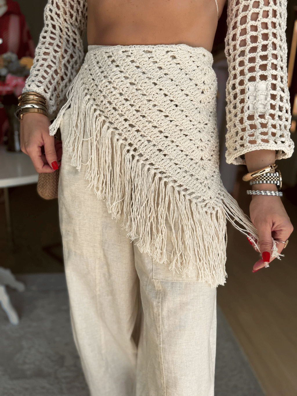 Lenço De Croche Com Franja Lenço De Croche Com Franja