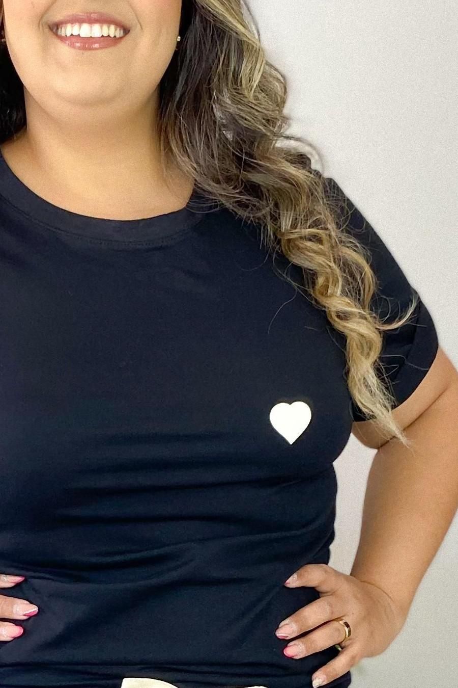 Pijama Feminino Plus Size em Algodão Detalhe Coração 
