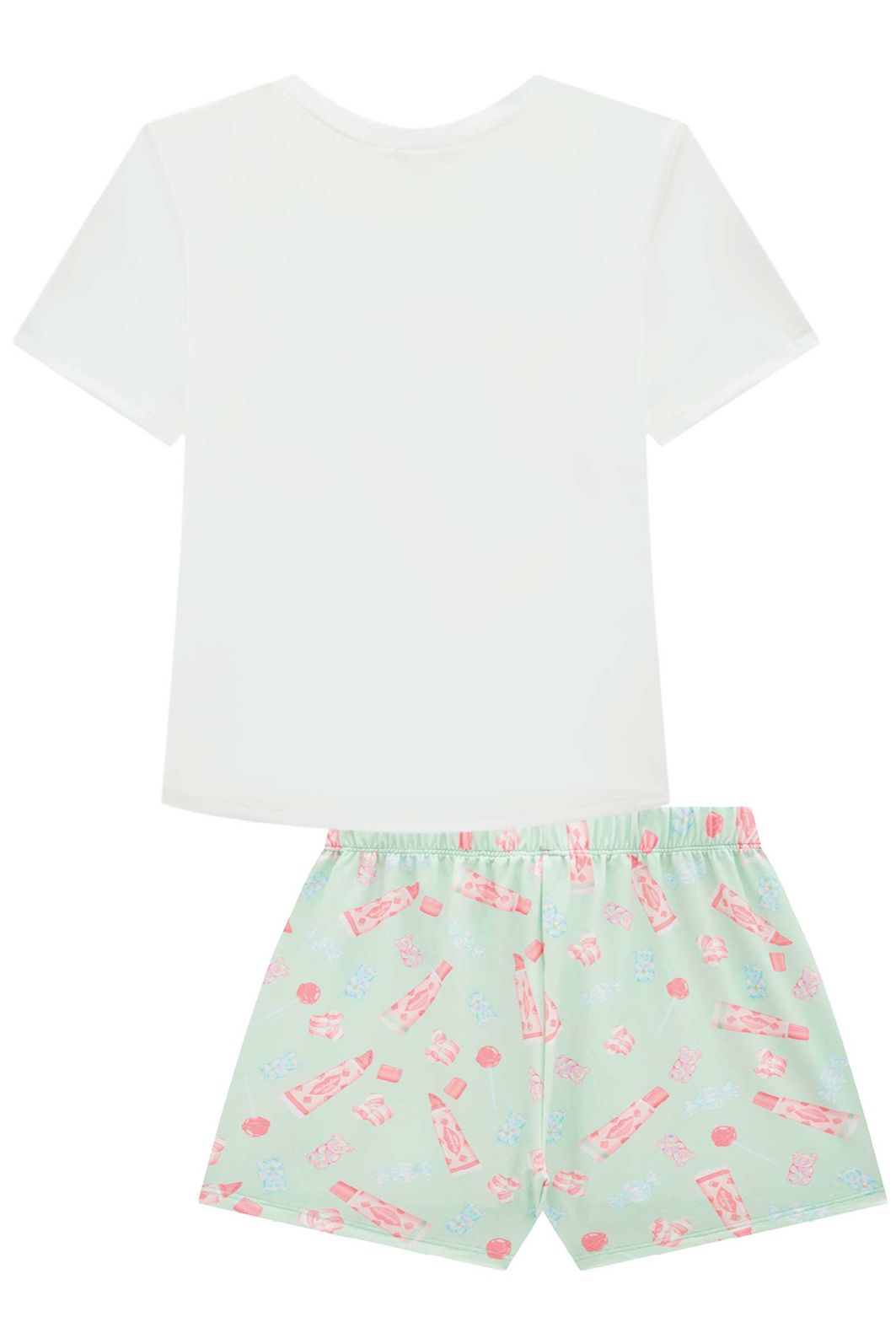 Conjunto de pijama com blusa em malha fresh e shorts em malha comfy 95083 Vic Teen Menina