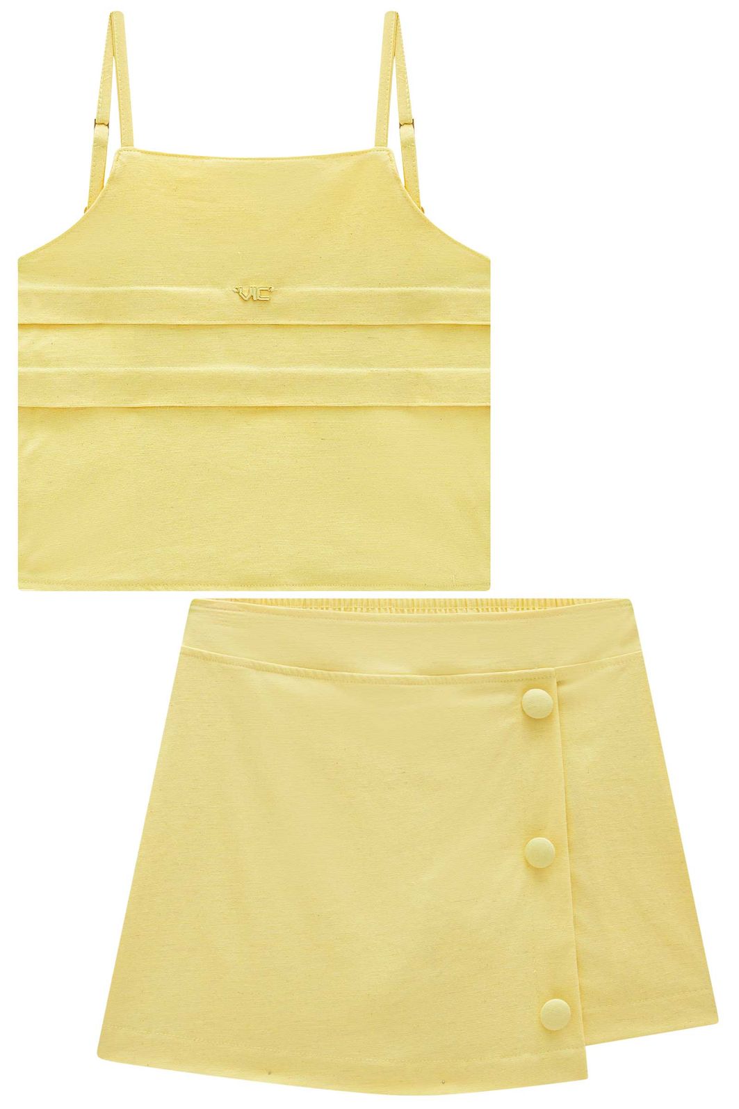 Conjunto de regata e short saia em linho com elastano 98878 Vic Teen Menina