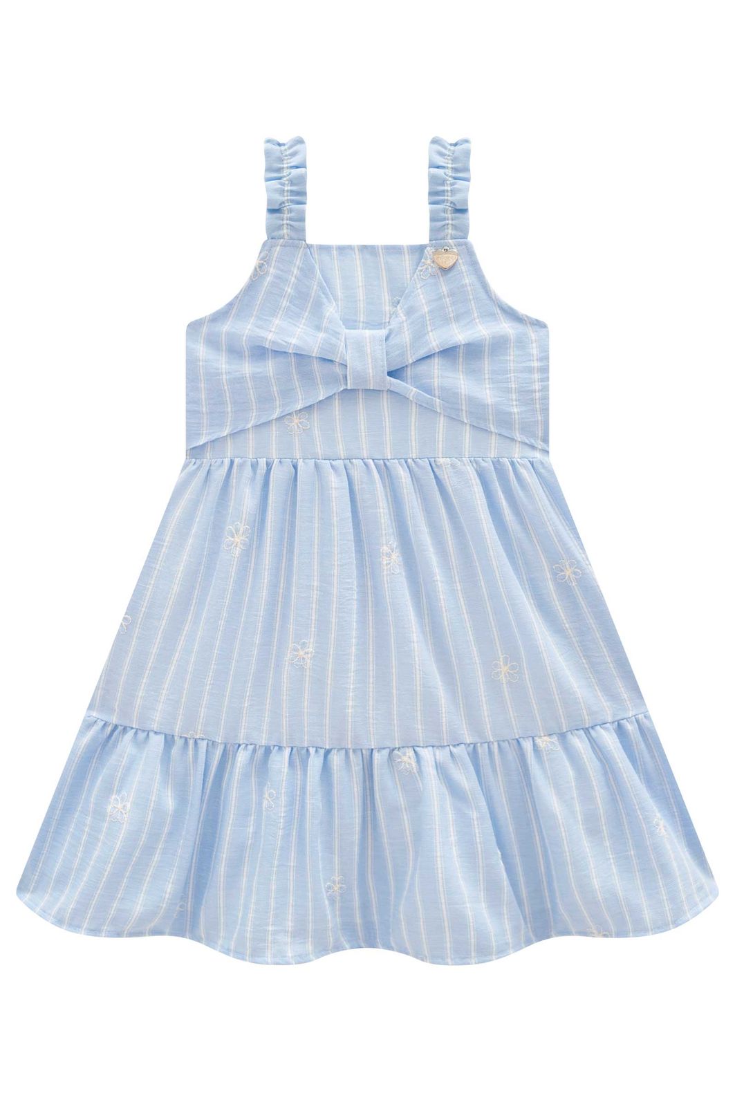 Vestido em tecido listrado bordado 98367 Infanti Infantil Menina Vestido em tecido listrado bordado 98367 Infanti Infantil Menina