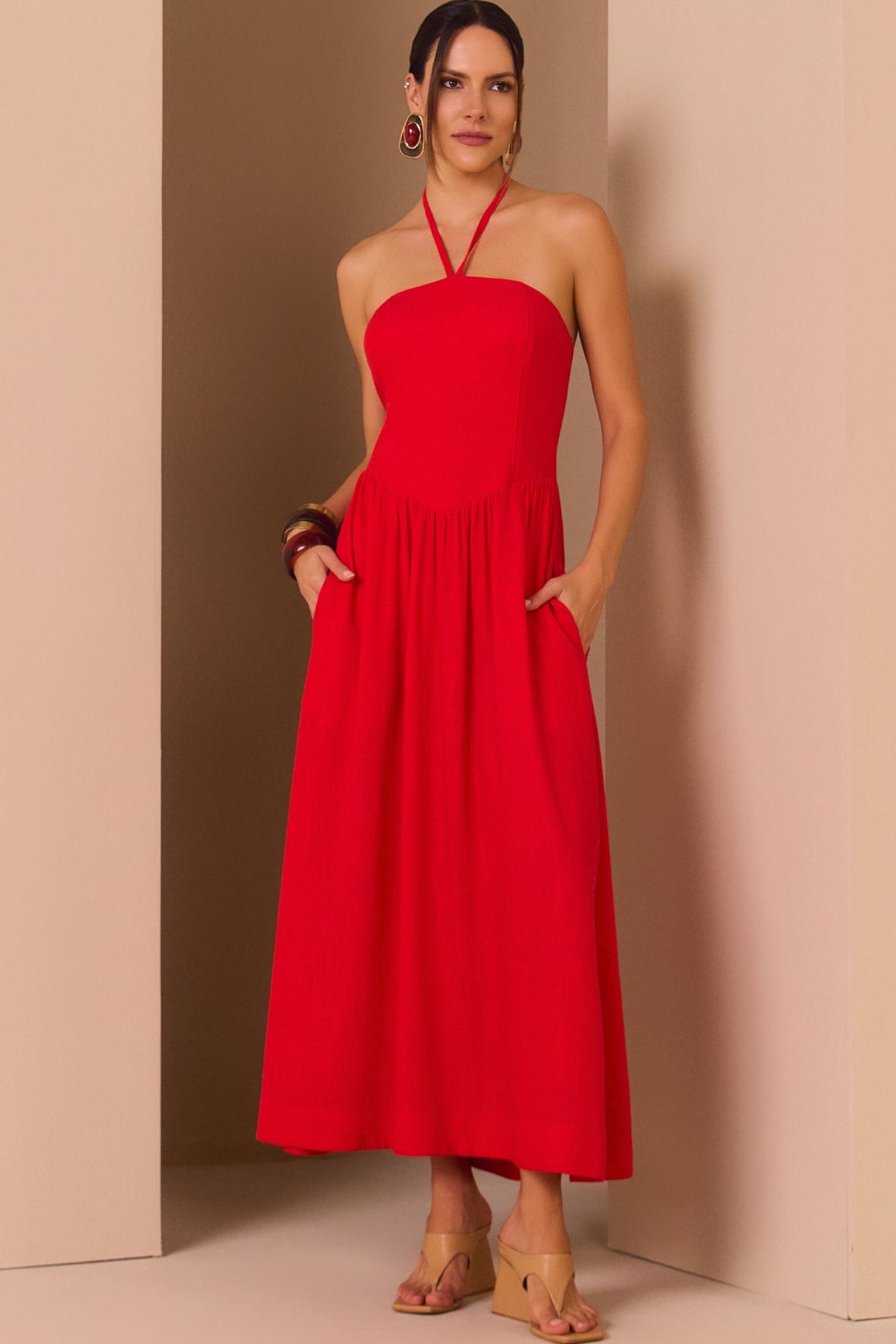 Vestido maxi midi em blend de viscose rayon premium 98331 Linzzi Vestido maxi midi em blend de viscose rayon premium 98331 Linzzi