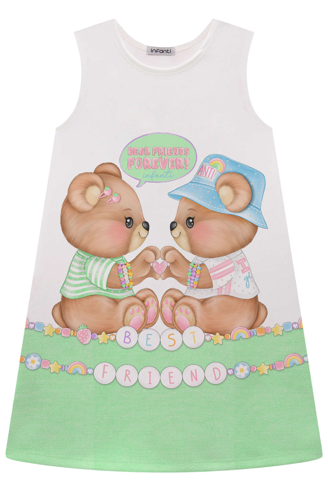 Vestido em fly tech. Acompanha kit pulseiras. 93432 Infanti Infantil Menina Vestido em fly tech. Acompanha kit pulseiras. 93432 Infanti Infantil Menina