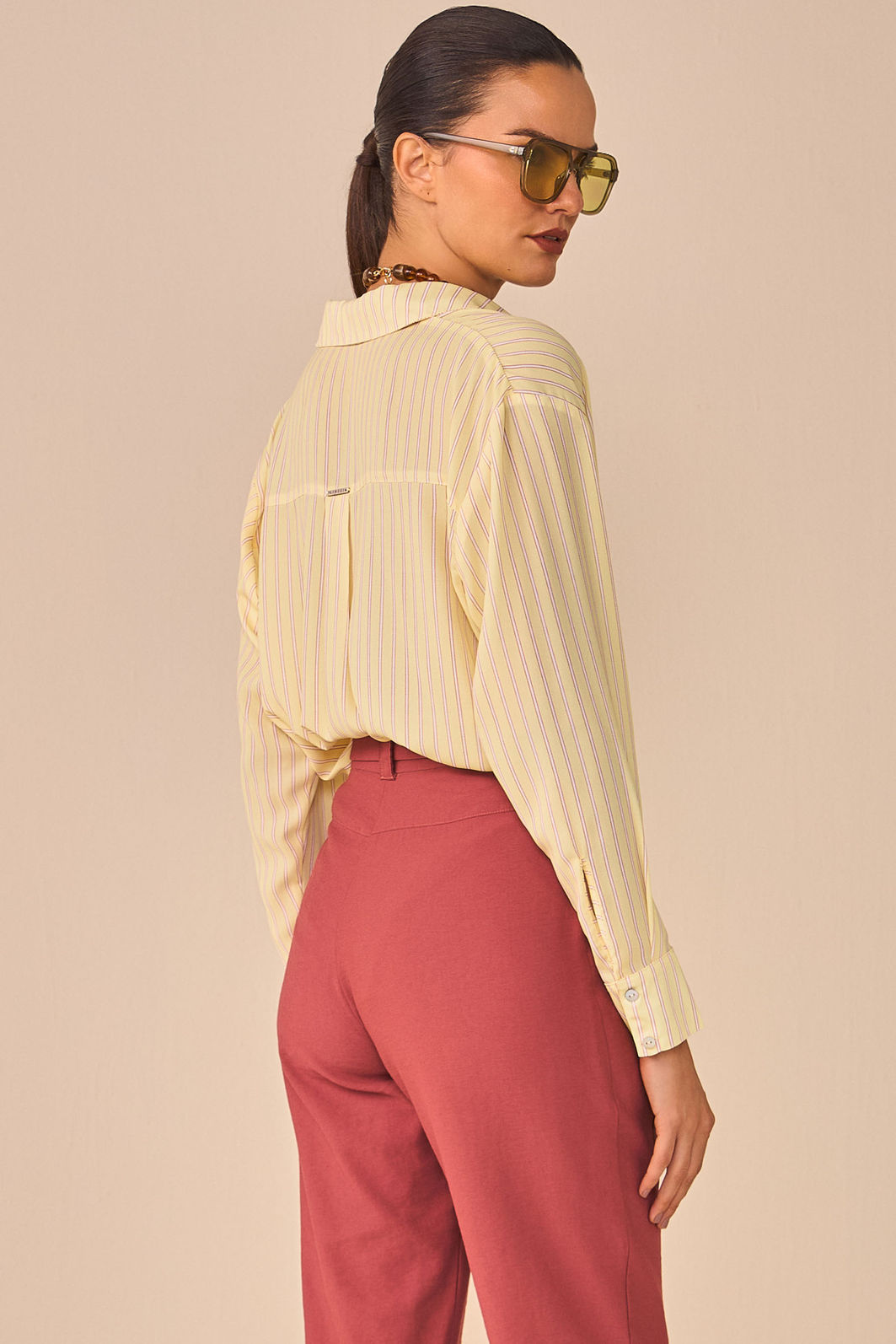 Camisa em chiffon listrado 96745 Linzzi Camisa em chiffon listrado 96745 Linzzi