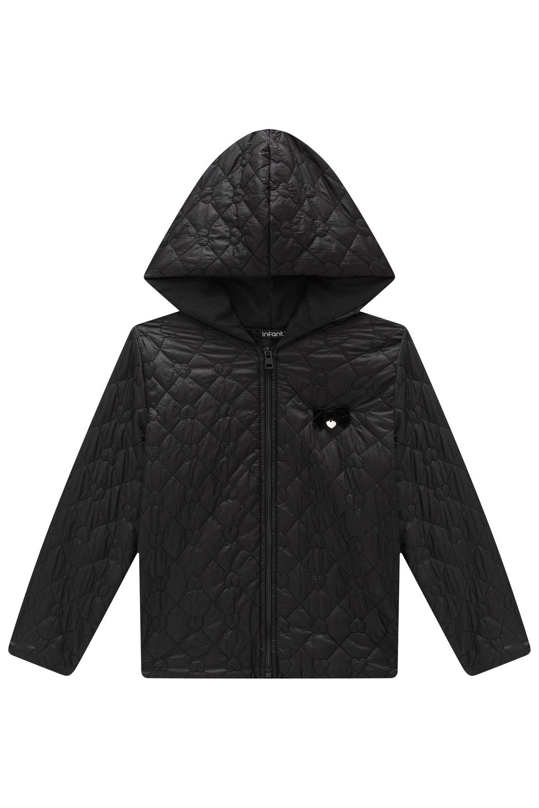 Jaqueta em nylon matelassê de coração 92149 Infanti Infantil Menina